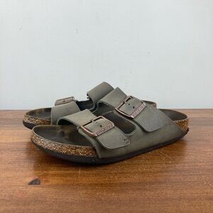 Birkenstock Arizona Stone Gray Birkibuc Sandals Leather Size 37 Women’s 6.
